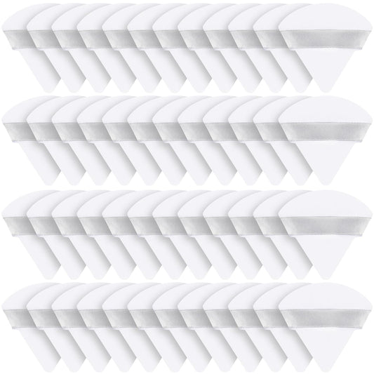 Suclain 48 Pcs Velour Triangle Powder Puff Soft Velour Makeup Puff for Face Powder Makeup Triangle Sponges for Wet and Dry Cosmetic Foundation Loose Mineral Body Makeup Tool(White)