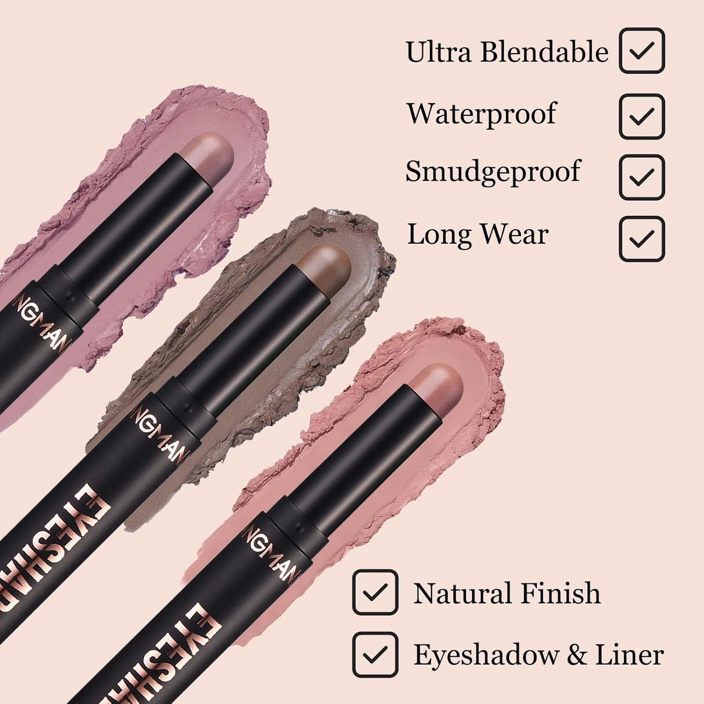 Neutral Eyeshadow Stick Cream Eyeshadow Pencil Makeup, High Pigmented Crease-proof Eye Shadow Brightener Stick, Hypoallergenic Waterproof Long Lasting Eye Highlighter stick(21# Gray Brown Matte)