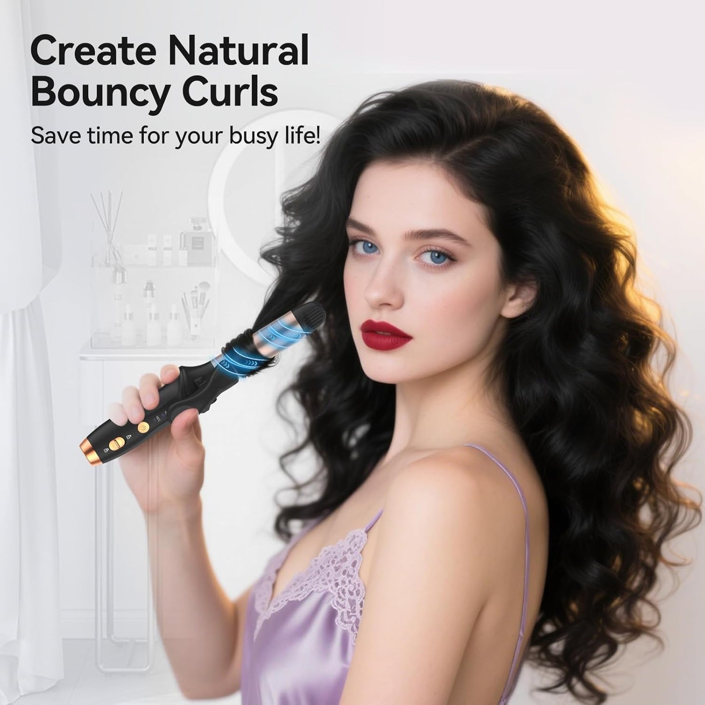 Cordless Curling Iron Hair Curler: Mini USB Rechargeable 4000 mAh 3 Temp Setting Travel Portable Hair Curler with 200 Million Negative Ion Cordless Curling Iron