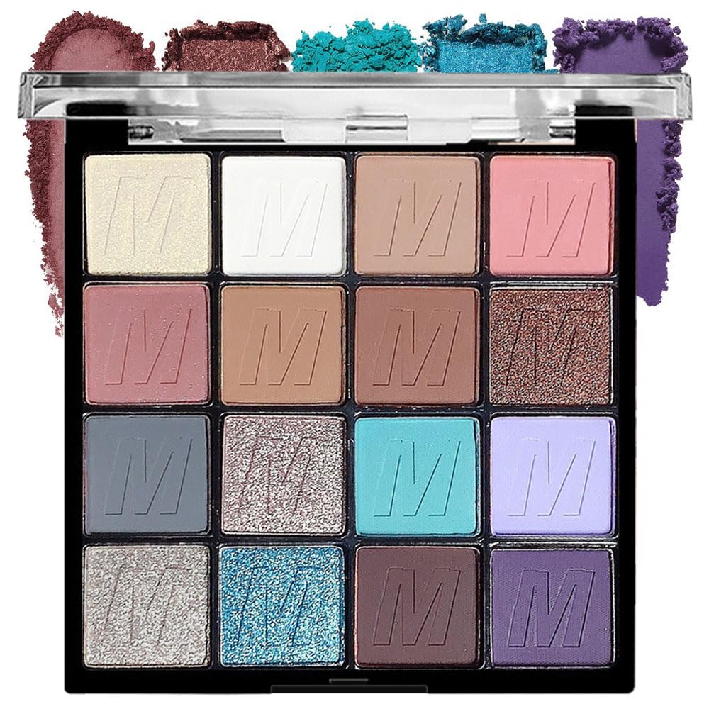 9 Colors Blue Champagne Gold Matte Shimmer Eyeshadow Palette for Eye Makeup,High Pigmented Silver Brown Eye Shadow Primers Powder Palet de sombras de ojos