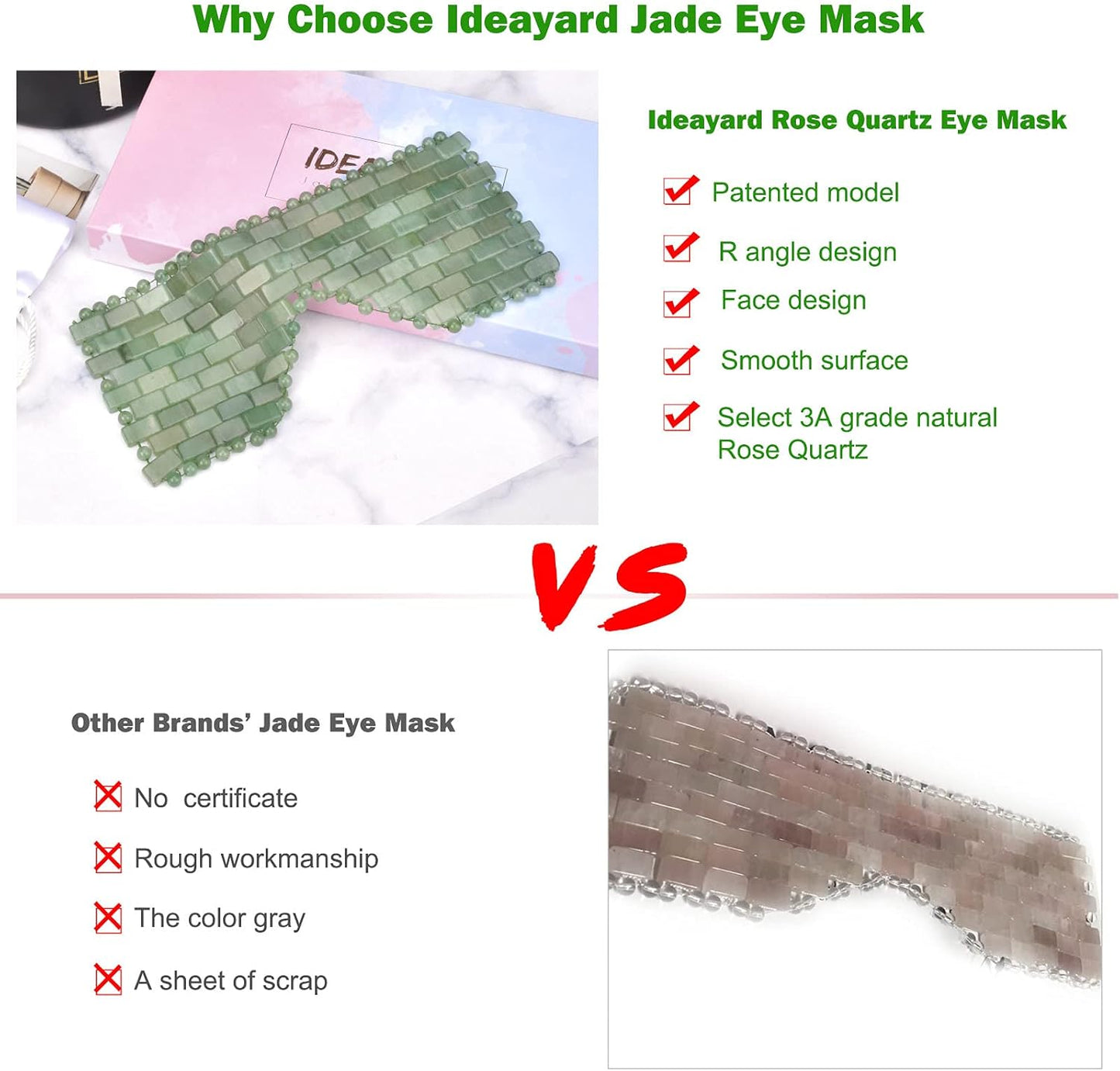 Jade Eye Mask Reusable Jade Mask 100% All Natural Adventurine Jade Eliminate Wrinkles, Puffiness, & Migraine Relief Mask