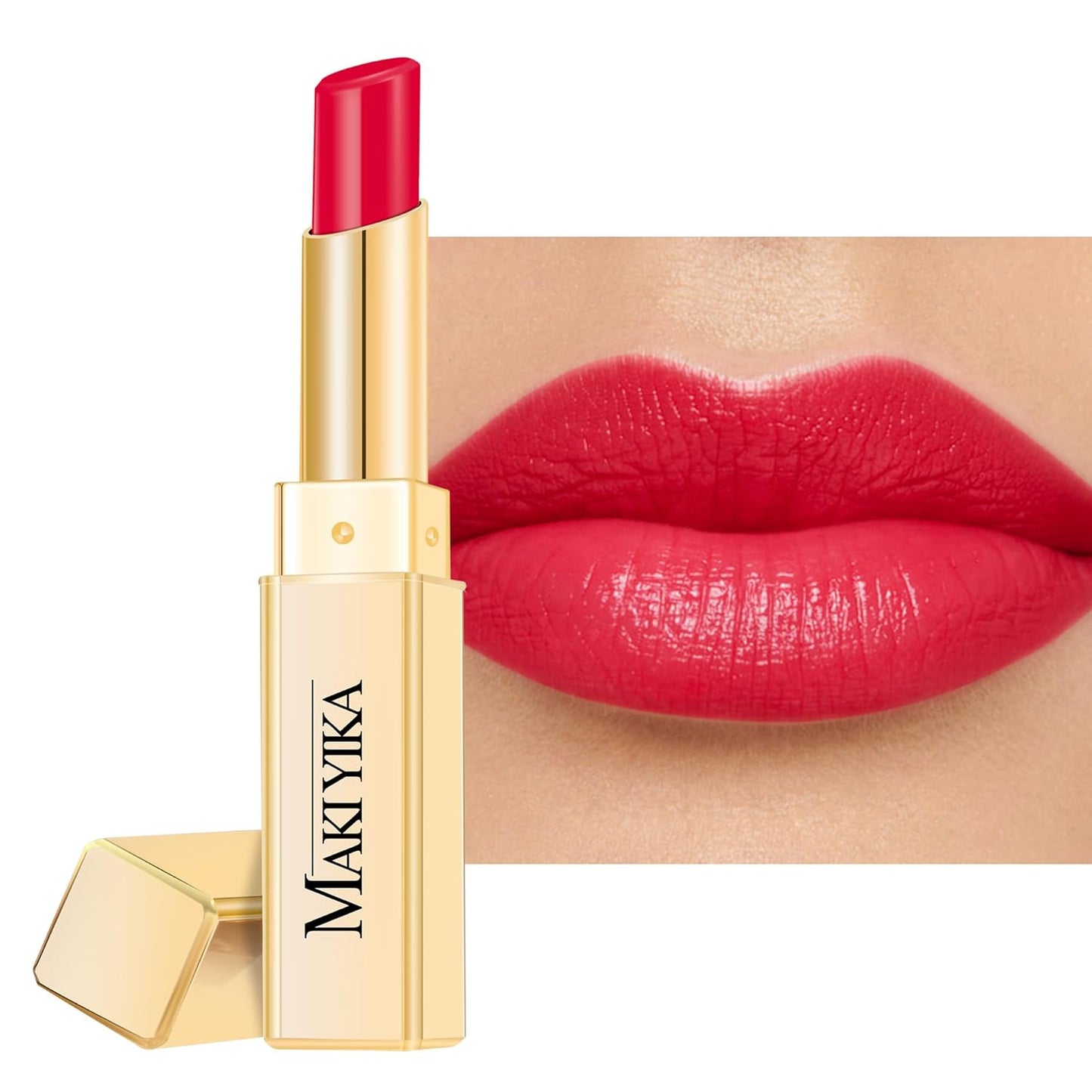 MAKI YIKA Moisture Red Lipstick for Women Hydrate Tinted Lip Balm for Dry Cracked Lips Weightless Glossy Lip Color Juicy Finish, MA066 Raspberry