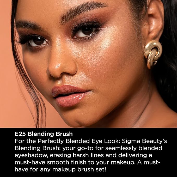 Sigma Beauty Professional E25 Eyeshadow Blending Brush – Professional Eyeshadow Brush for Seamless Eyeshadow Blending, Softens Dramatic Edges & Harsh Lines for a Well Blended Effect (1 Brush)