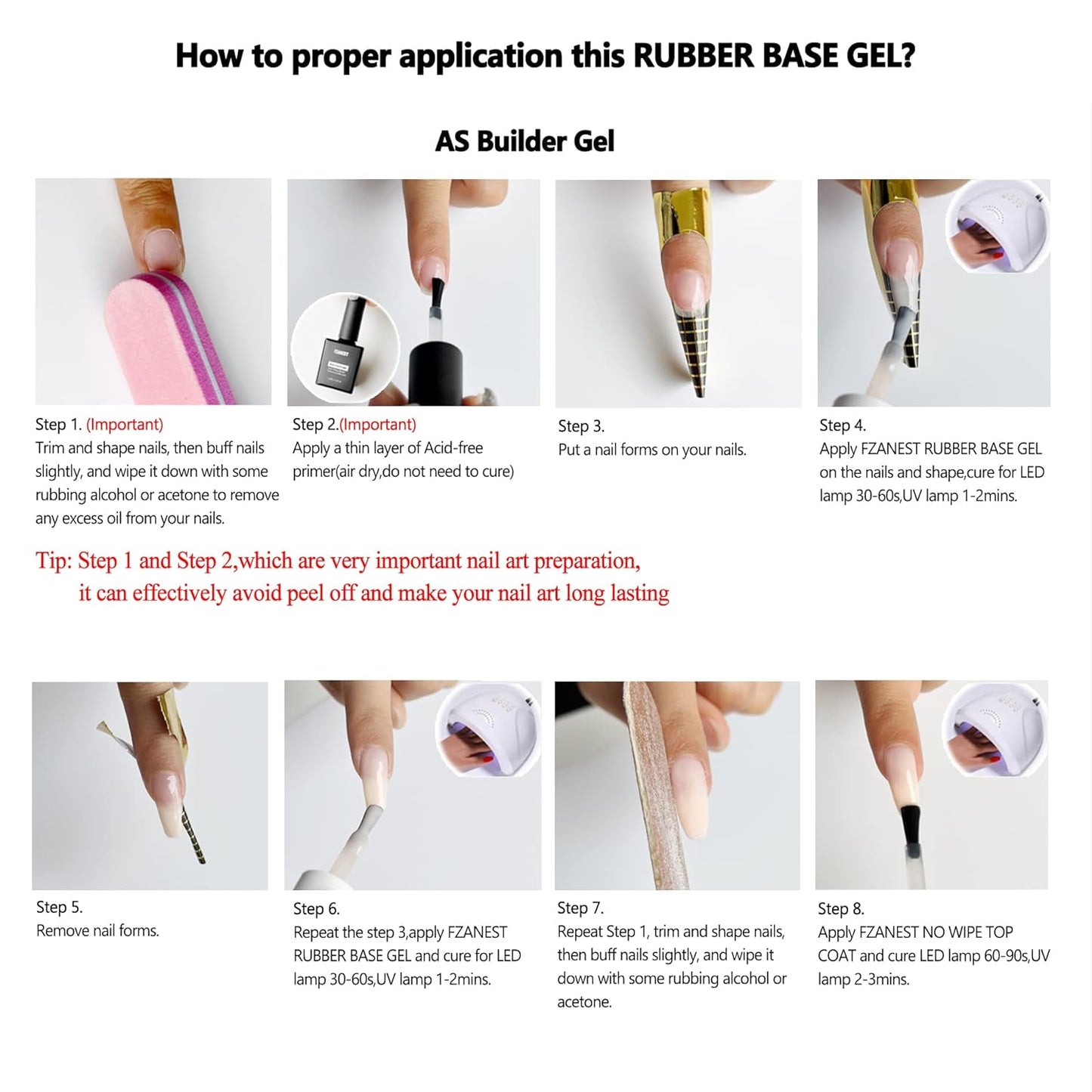 FZANEST Nude Rubber Nail Base Gel Polish, Builder Bottle Nail Strengthener Self-level Extension Fiber Gel, UV LED Base Coat