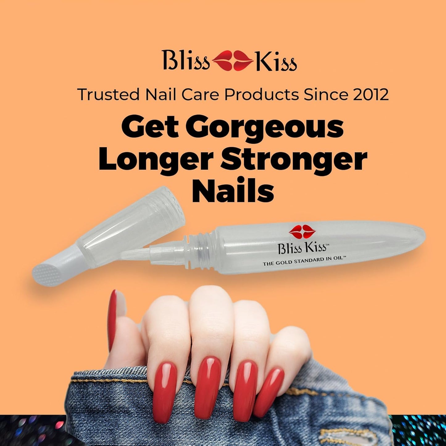 Bliss Kiss Refillable Squeeze Cuticle Oil Pen, Empty 3-Pack, Ideal for Nail Growth Oil and Nail Oil Application