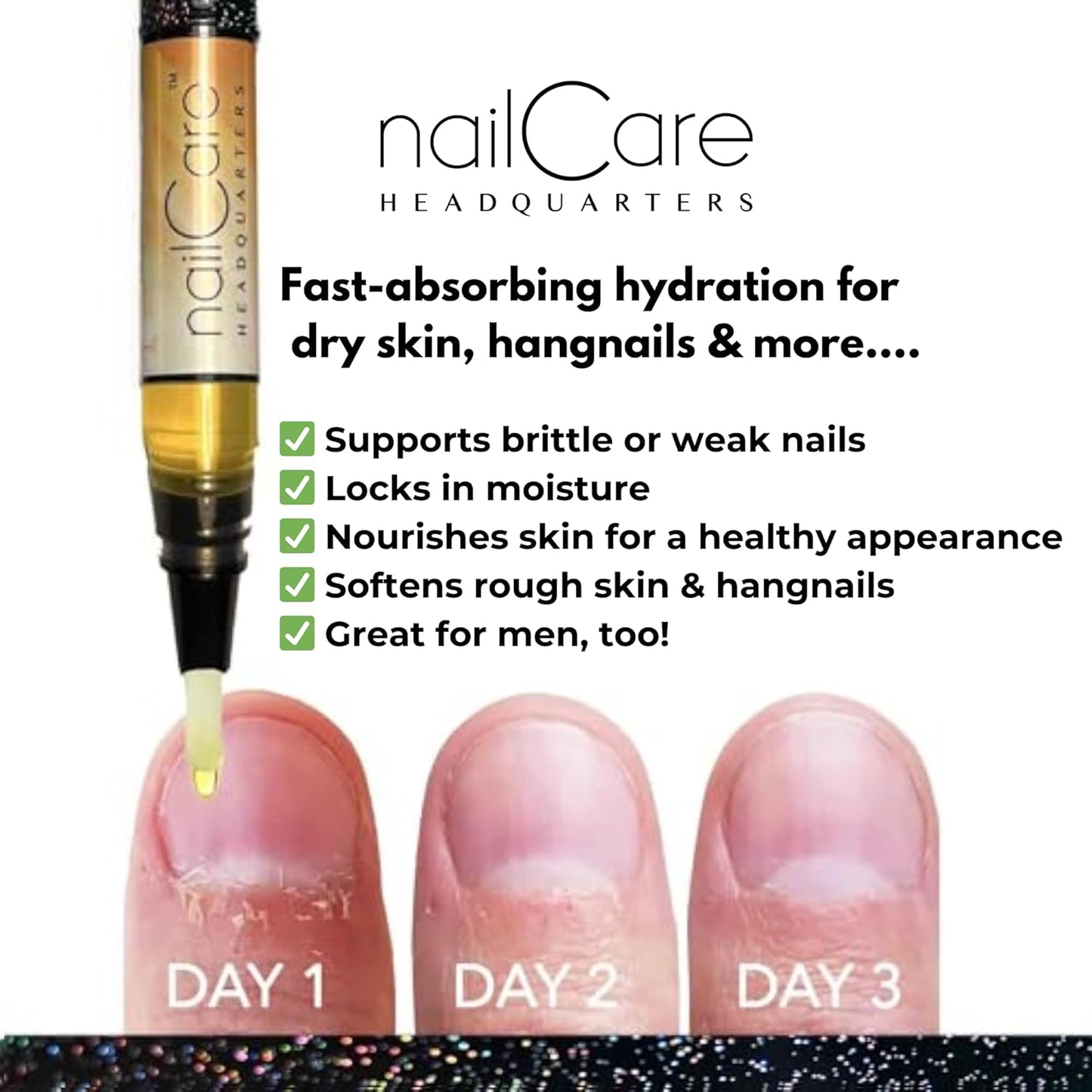 Nail Care Headquarters Simply Pure Cuticle Oil Pen for Nails - Nail Strengthener & Growth Serum for Damaged Nails, Hangnails w/Jojoba cuticle oil—Milk & Honey Fragrance
