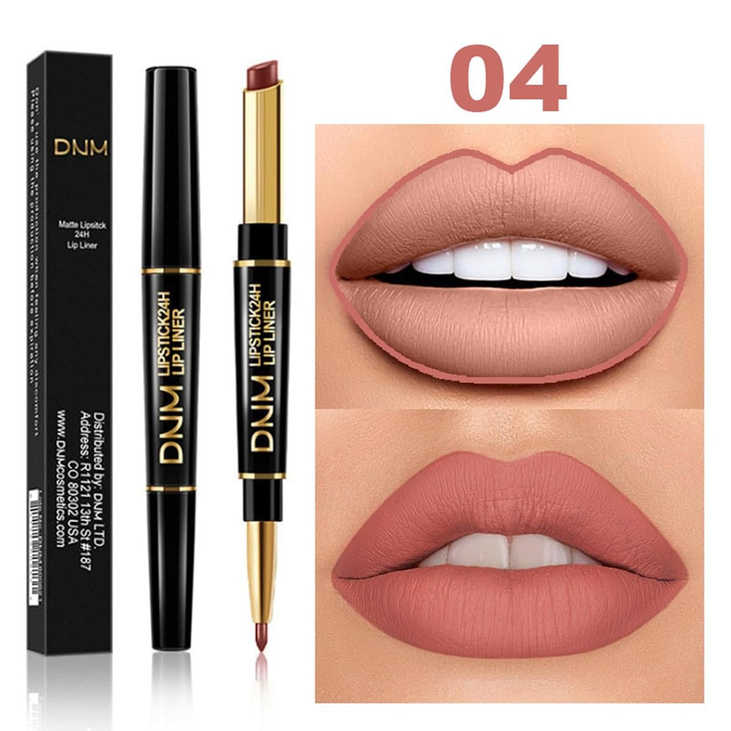 PHOERA Foundation Full Coverage,3Pcs Lip Liner and Lipstick Set Chestnut Nude Brown for Matte Finish, PHOERA Makeup Wrinkles Matte Natural Finish for a Flawless Complexion(105- Sand+Lip SetA)