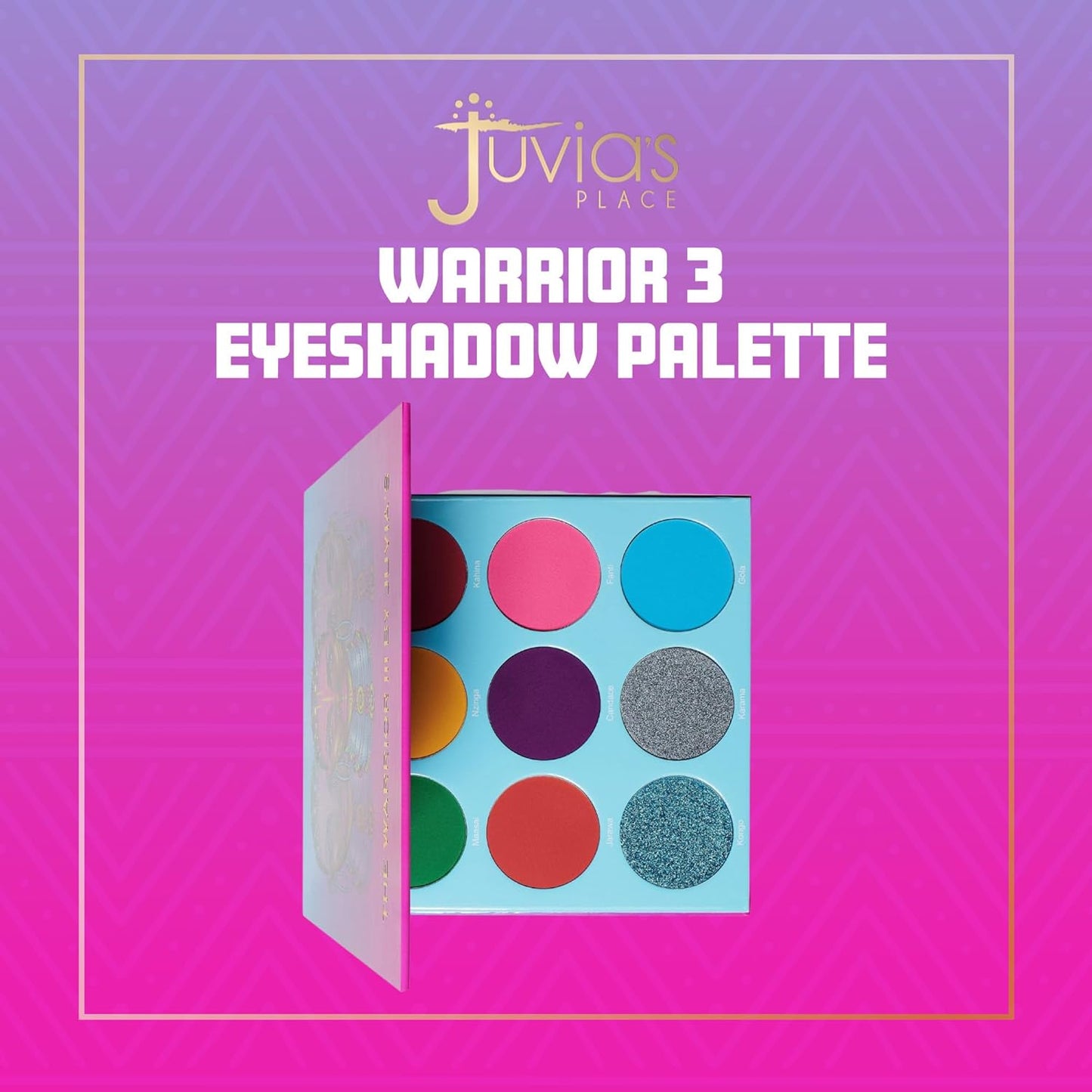 Juvia's Place Palette The Warrior III - Deep Emerald Green, Red, Violet, Cerulean Blue, Shades of 9, Pigmented Makeup Palette Eye Color & Shine