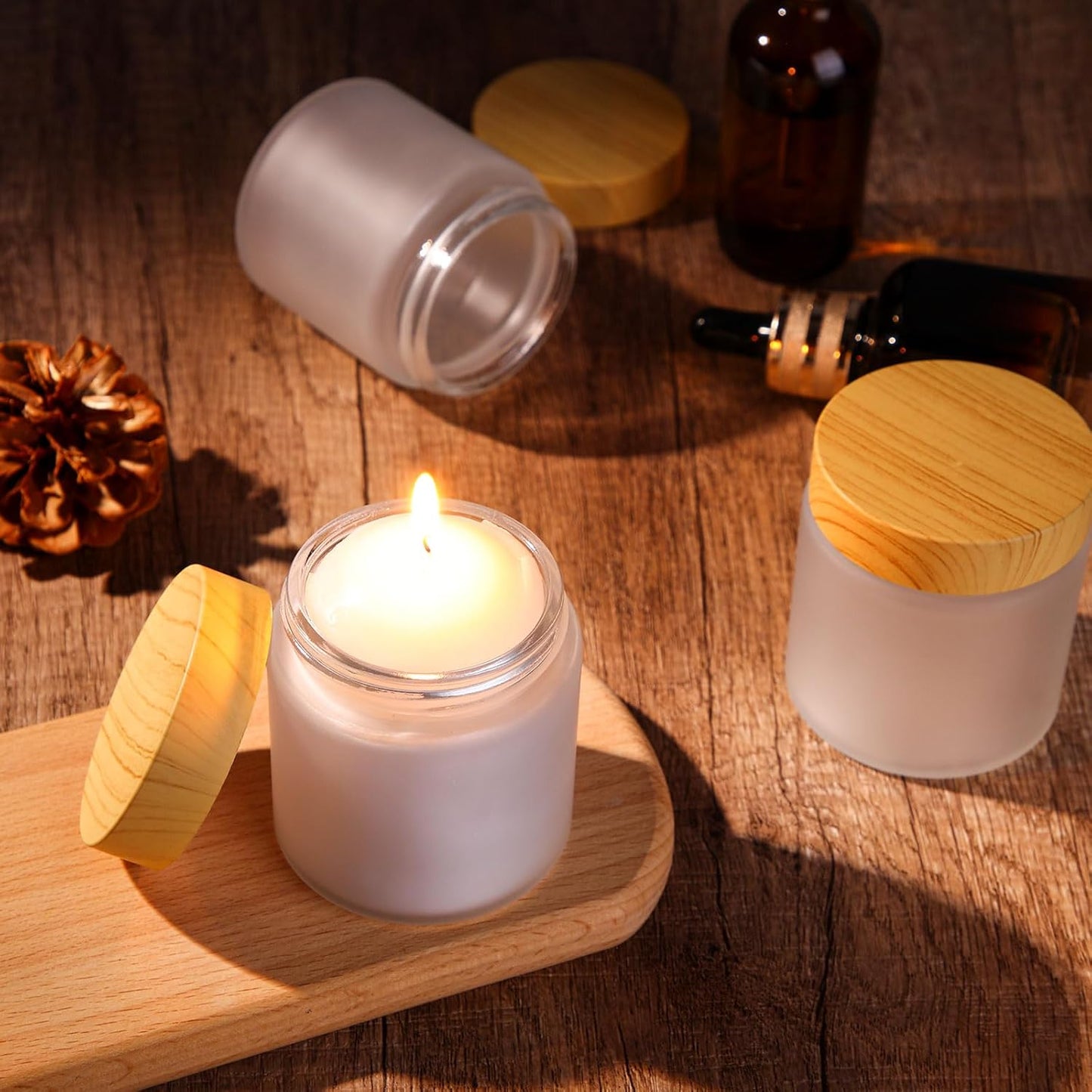 Geiserailie 10 Pieces Glass Cosmetic Containers Empty Sample Jars with Leak Proof Lids Makeup Sample Containers for Lotion Cream Cosmetic (100 Gram)