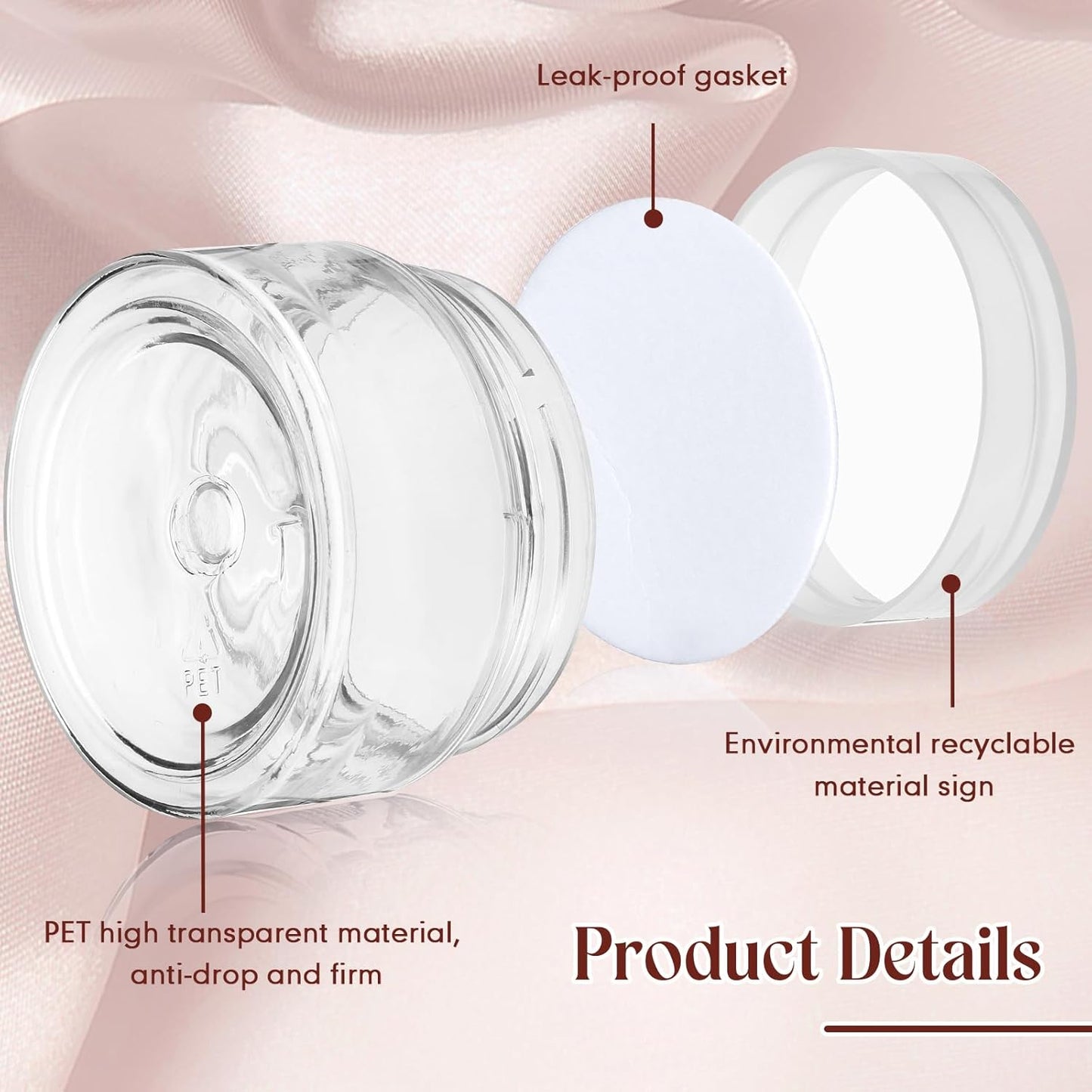 SATINIOR 100 Pcs Plastic Jars with Lids Small Containers Lids Wide Mouth Small Plastic Containers for Lotion Cream Rhinestones Body Butters Travel Storage(2 oz,Clear)