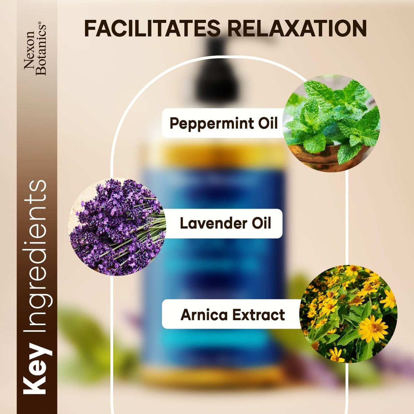 Sore Muscle Massage Oil for Massage Therapy 8 fl oz - Refreshing and Relaxing - Natural Oils with Arnica, Peppermint and Lavender Oil - for Men and Women - Nexon Botanics