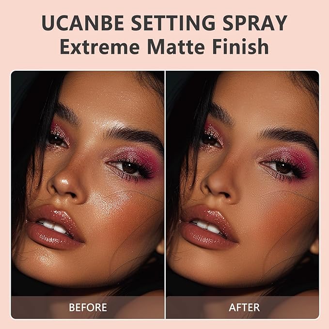 Long Lasting Makeup Setting Spray Kit - 3.38 Fl oz Super Matte Finish Setting Mist Lightweight Face Make up Fixer for Oily Skin + 1PC Sponge Puff + 1PC Powder Puff