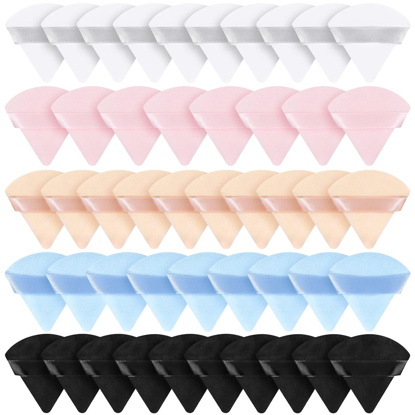 Suclain 48 Pcs Velour Triangle Powder Puff Soft Velour Makeup Puff for Face Powder Makeup Triangle Sponges for Wet and Dry Cosmetic Foundation Loose Mineral Body Makeup Tool(Bright Color)
