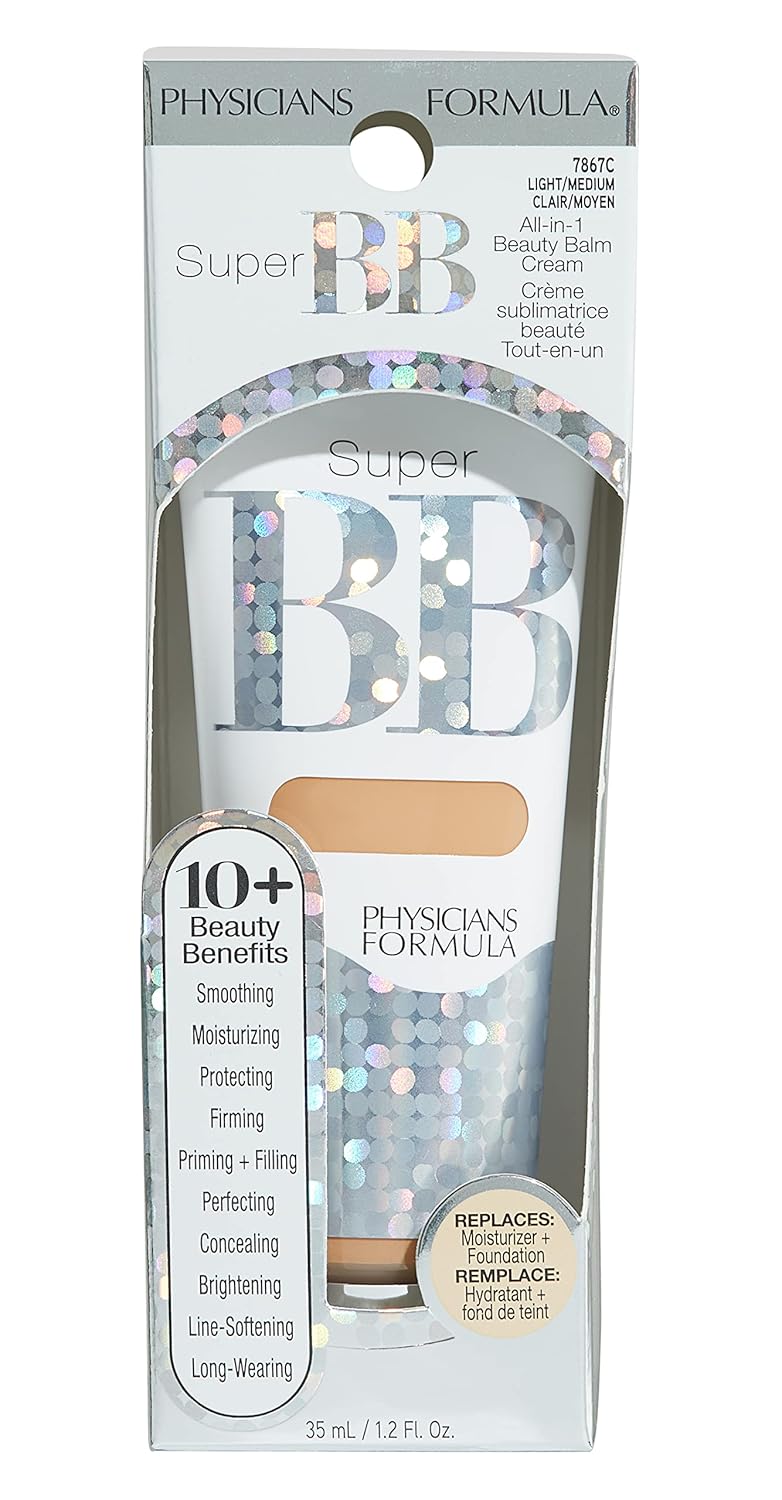 Physicians Formula Super BB All-in-1 Beauty Balm Cream Light/Medium | Dermatologist Tested, Clinicially Tested