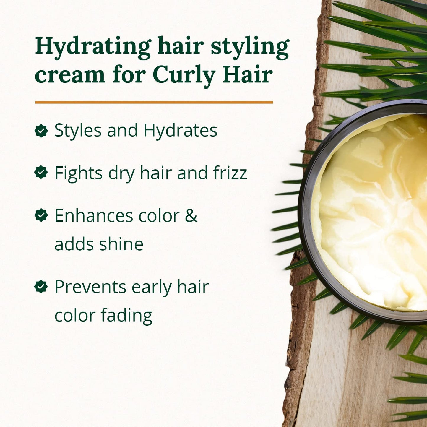 Curl Styling Cream – Anti Frizz & Heat Protection Curl Defining Cream - Nourishes and Hydrates - Color Safe, Vegan, Natural & Organic Curly Hair Cream (6oz)