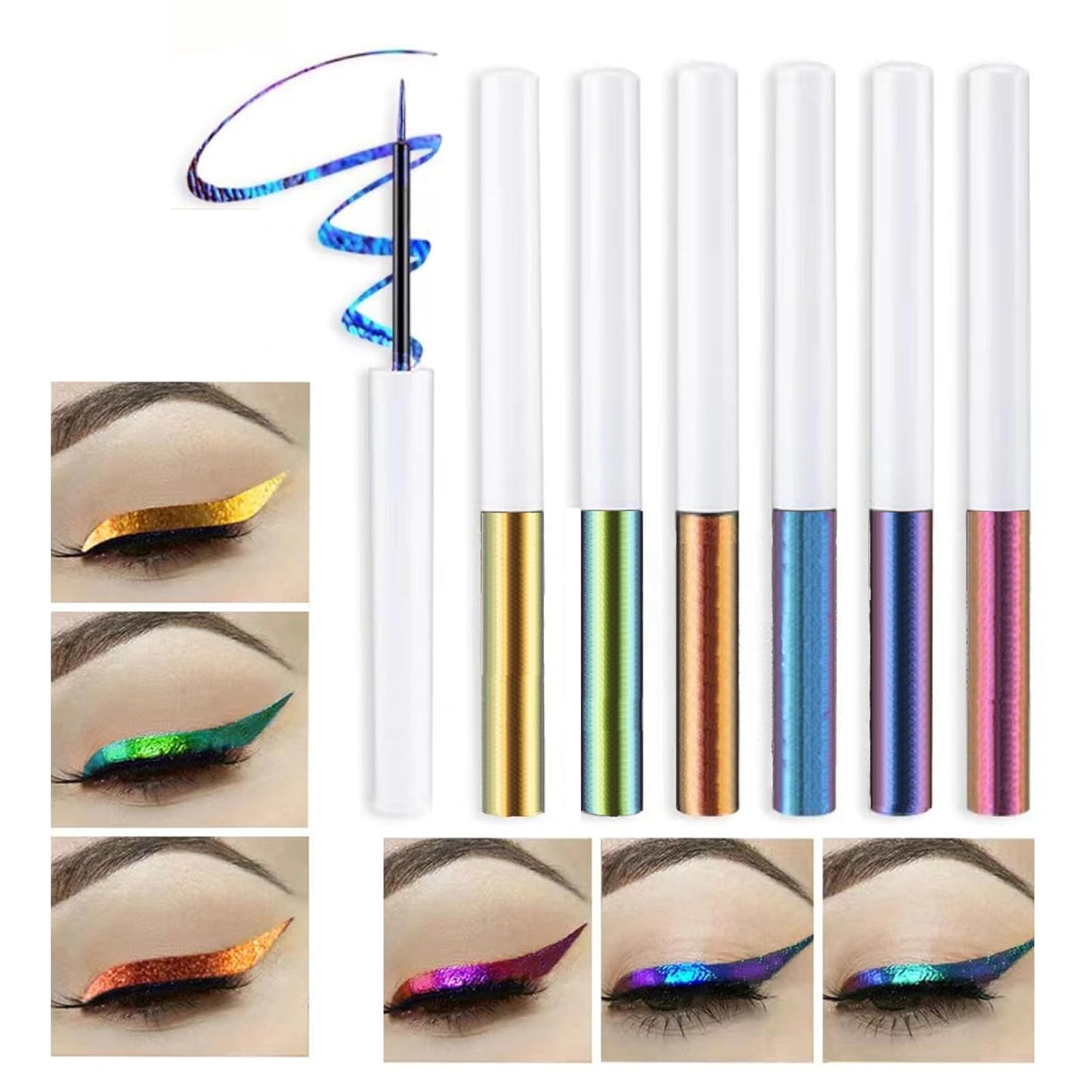 Corlo Glitter liquid eyeliner waterproof, Metallic Intense Color Shifting Colorful Eyeliner, Eyeliner Gel MultiColor Highly Pigmented Gift Kit for Women and Girls (Set)