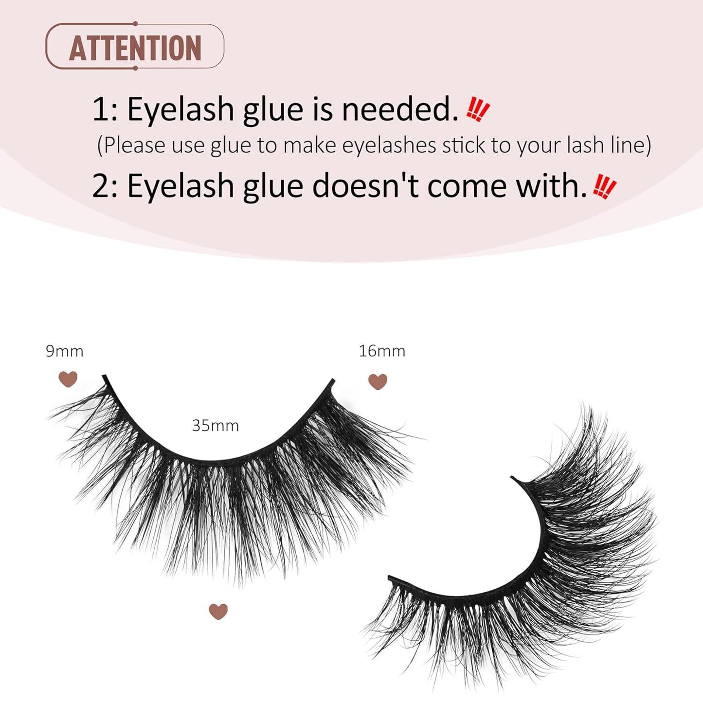 Onlyall Lashes Mink False Eyelashes Natural Wispy Lashes Soft Faux Mink Lashes Fluffy False Lashes 16MM A04