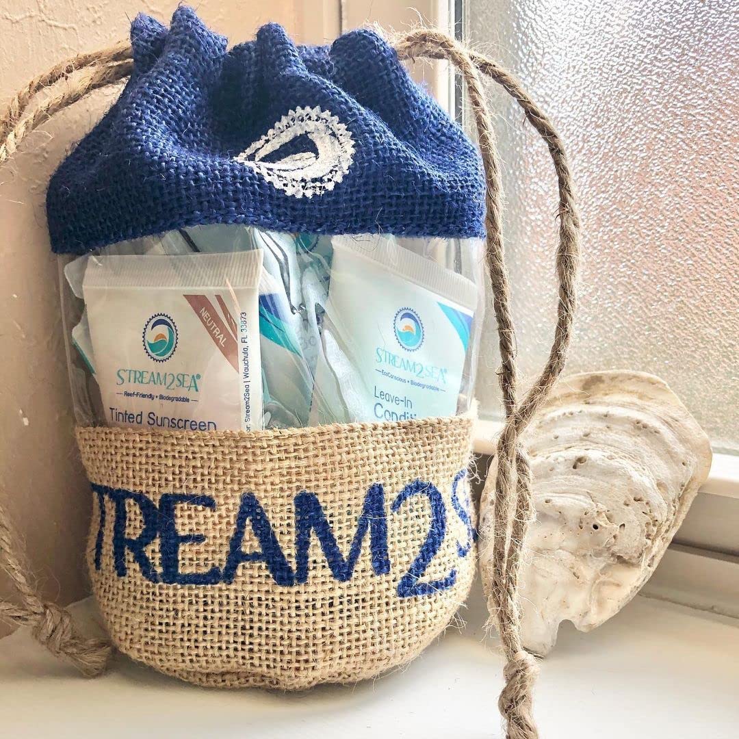 EcoConscious Travel Kit Body & Hair Care Gift Set | Shampoo & Body wash | Conditioner | SPF30, SPF20 and Mineral Sunscreen | SPF 30 Cucumber Mint and Hydrate Cherry Vanilla Lip Balm by Stream2Sea