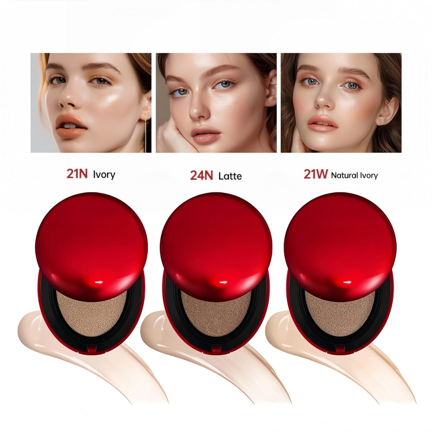 MAEPEOR Cushion Foundation 9 Colors Full Coverage Weightless Satin Glow Foundation Hydrating Long-Lasting Cushion BB Cream (Color 07)