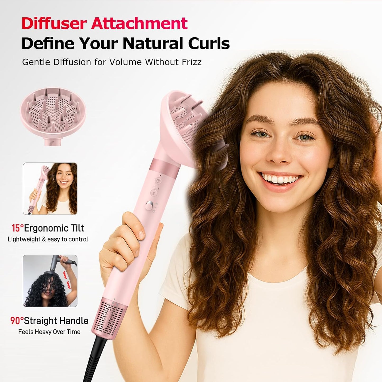 5 in 1 High-Speed Hot Air Styler - Professional Frizz-Free Hair Dryer Brush, Fast Drying Hair Dryer with Diffuser, No Heat Damage Air Styler Wrap - Curl, Volumize