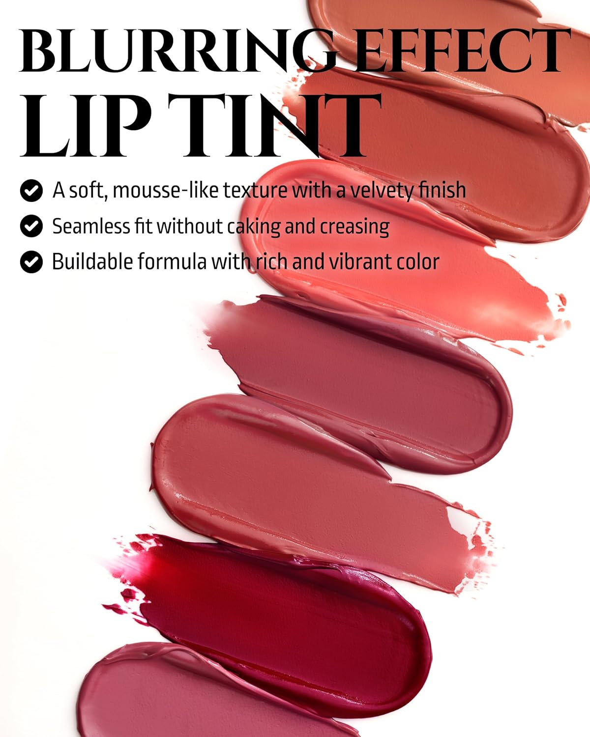HEVVYMAKEUP Blurring Effect Lip Tint - Airy Velvet Matte Lips - Vegan, Longwear, Vibrant, Buildable Creamy Soft Texture - Korean Lip Makeup, Bite Me, 0.13 fl.oz.