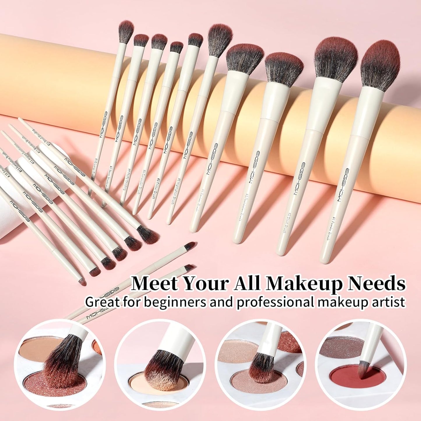 EIGSHOW Makeup Brushes, 18Pcs Professional Make Up Brush Set with Lables, For Foundation, Blush, Contour, Eyeshadow, Eyeliner, Cruelty-Free Vegan (MUA PRO)