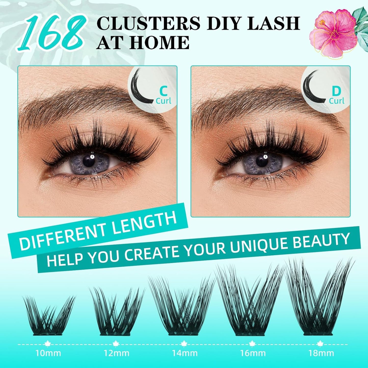 Lash Clusters Wet Look 168Pcs Eyelash Cluster Ultra-Thin Lash Band Eyelashes Extensions Spiky Anime Wide Span Lashes(Mallow,D-14mm)