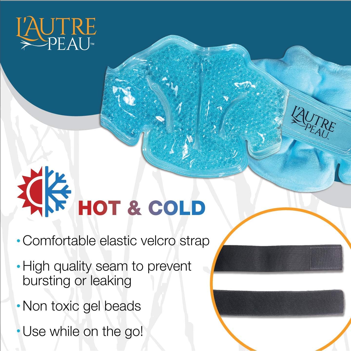 USA Merchant | Hot/Cold Plush Neck & Shoulder Gel Bead Wrap | Freeze Therapeutics by L'AUTRE PEAU | Relief for Tension, Headaches, Injuries, Swelling, Aches, Bruises, Muscle Pain, Strain & Stiffness
