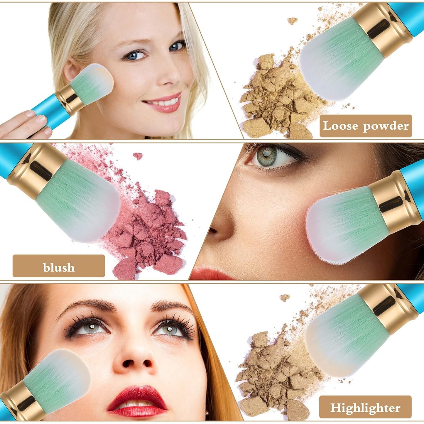 Falliny Retractable Makeup Brush, Travel Kabuki Face Blush Brush, Portable Powder Foundation Sunscreen Brush with Cover for Blush, Bronzer, Buffing, Flawless Powder Cosmetics