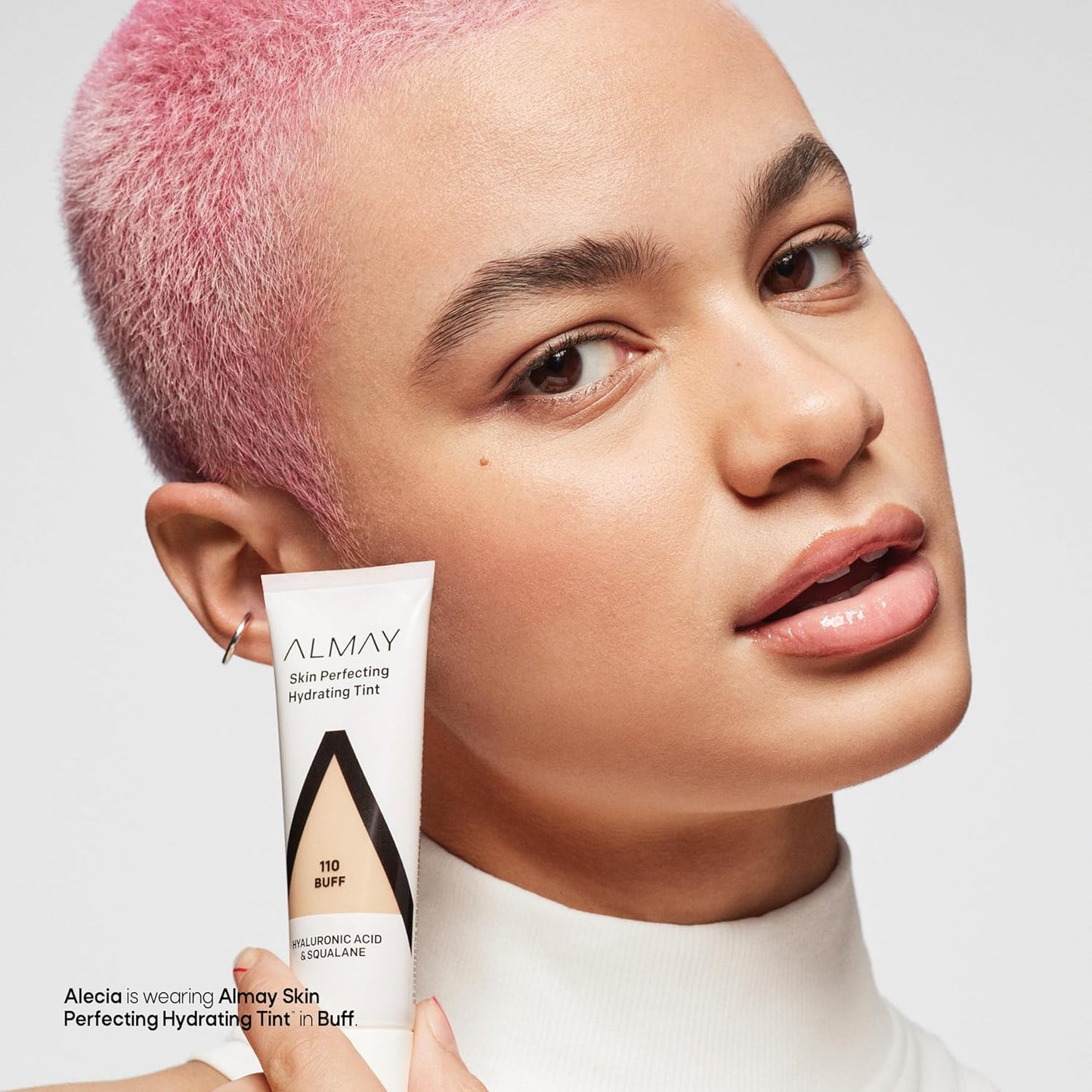 Almay Hydrating Liquid Foundation Tint, Lightweight with Light Coverage, Naturally Dewy Finish, Hypoallergenic, Dermatologist TestedFragrance Free, 110 Buff, 0.94 fl oz.