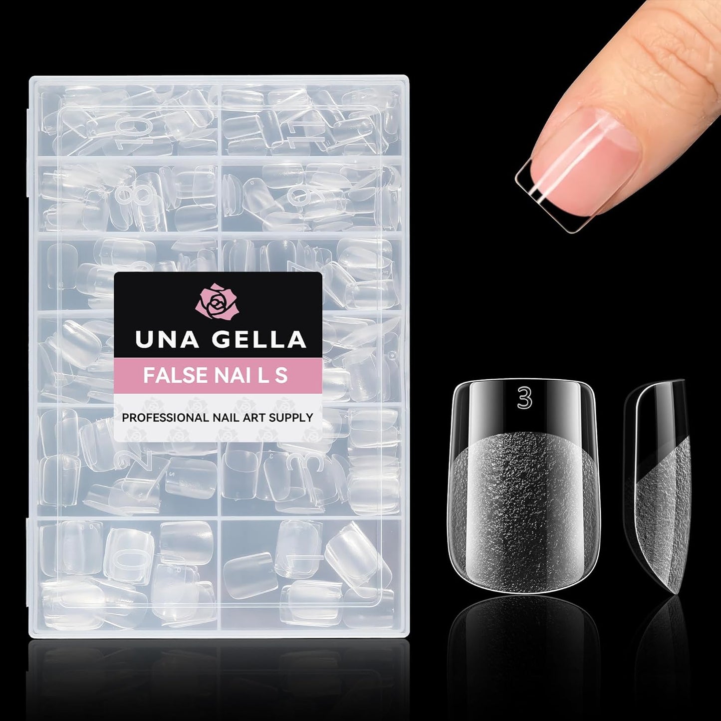 UNA GELLA Extra Short Square Nail Tips, 312pcs XS Square Gel Nail Tips, Soft Gel Full Cover Half Matte No Need File Acrylic Fake Nails for Nail Extension Home DIY Nail Salon 12 Sizes
