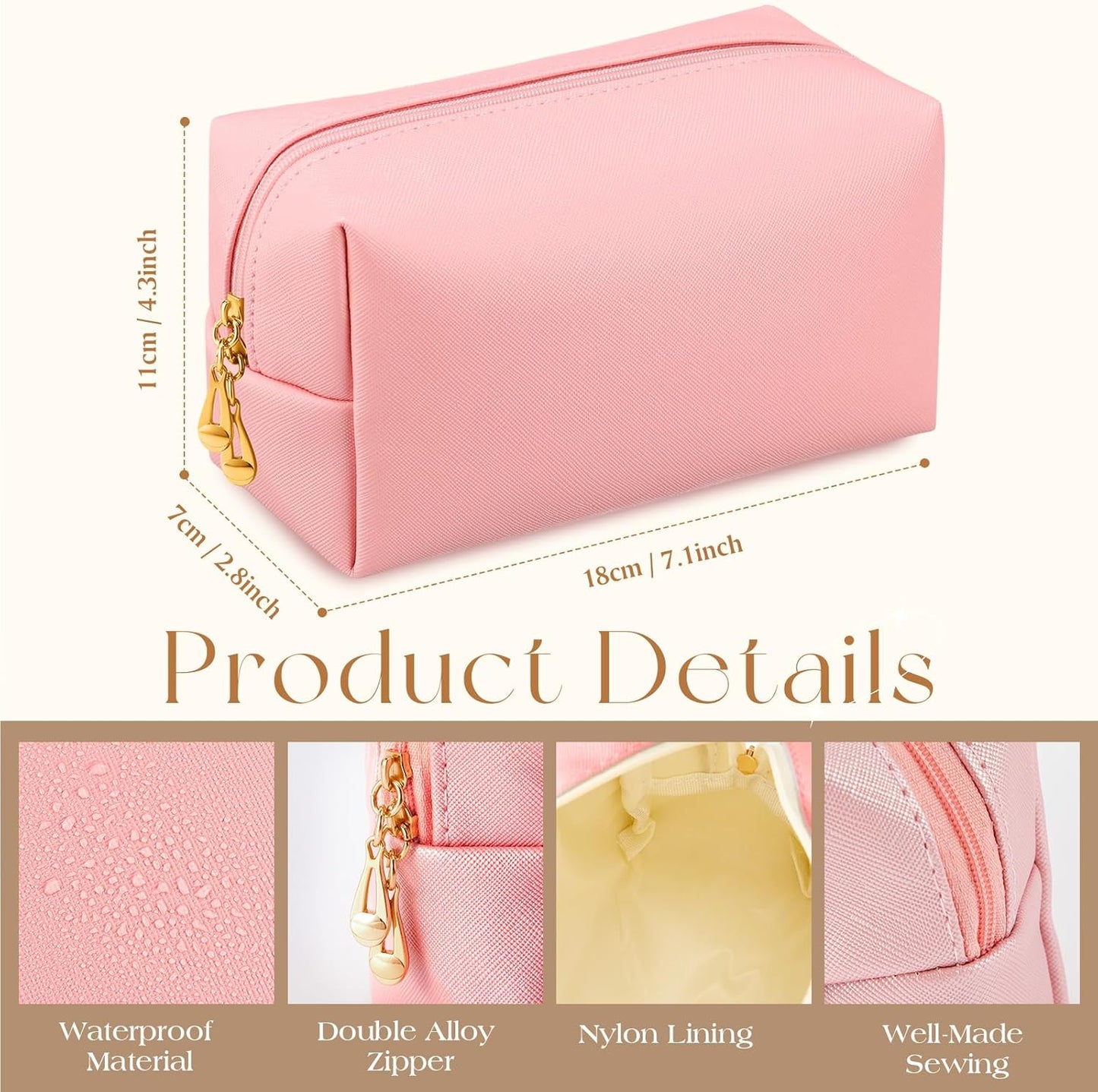 Kigeli 15 Pcs Aesthetic Makeup Bags PU Leather Cosmetic Pouches Waterproof Plain Toiletry Bags Makeup Pouches Bulk for Women Party Gift Travel Storage Organizer(Vivid Color)