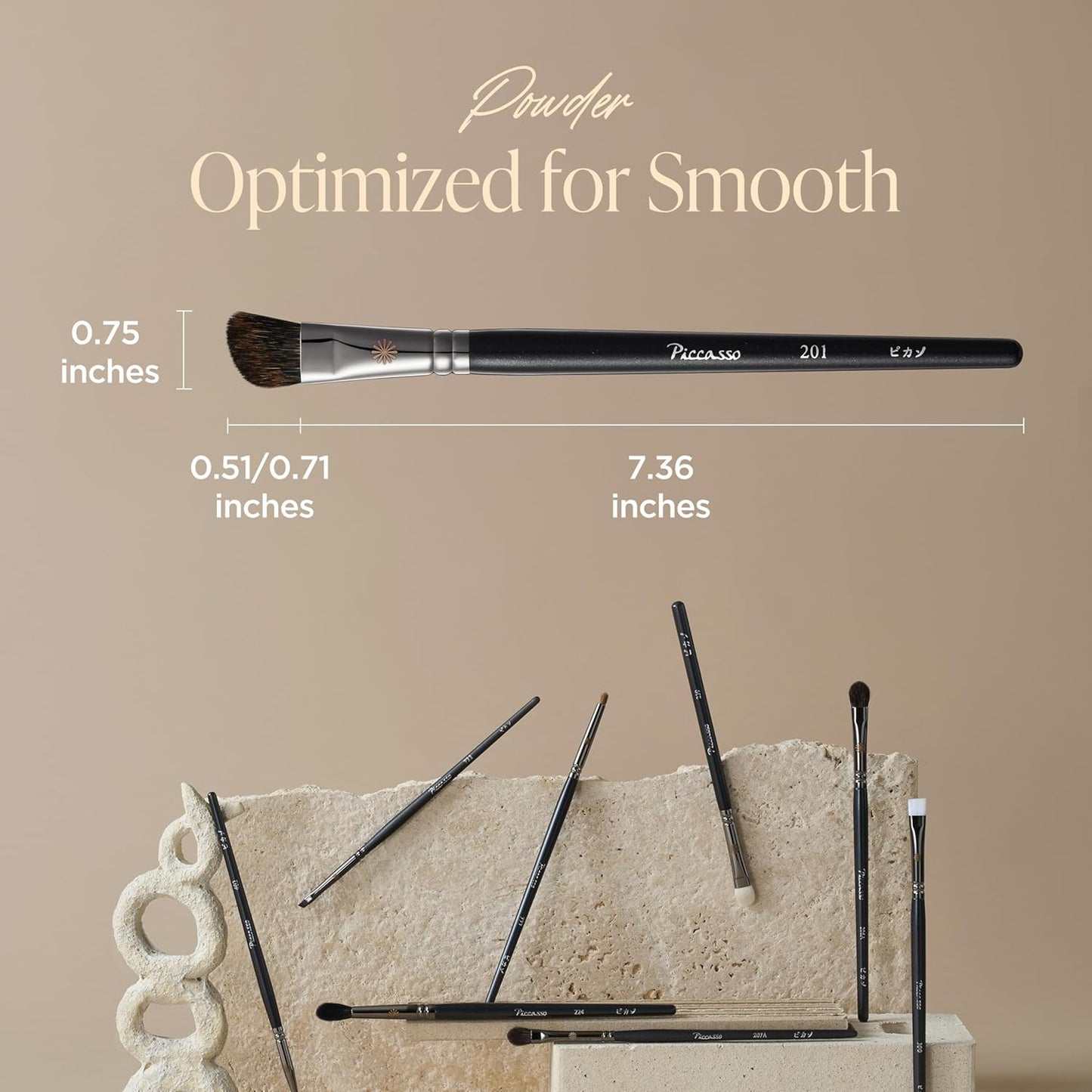 Piccasso 201 Nose Shading Brush – Soft Hair Makeup Brush for Nose Shaper and Face Makeup, Small Angled Brush for Precise Contouring and Blending, Korean Professional Beauty Tool for Daily Use