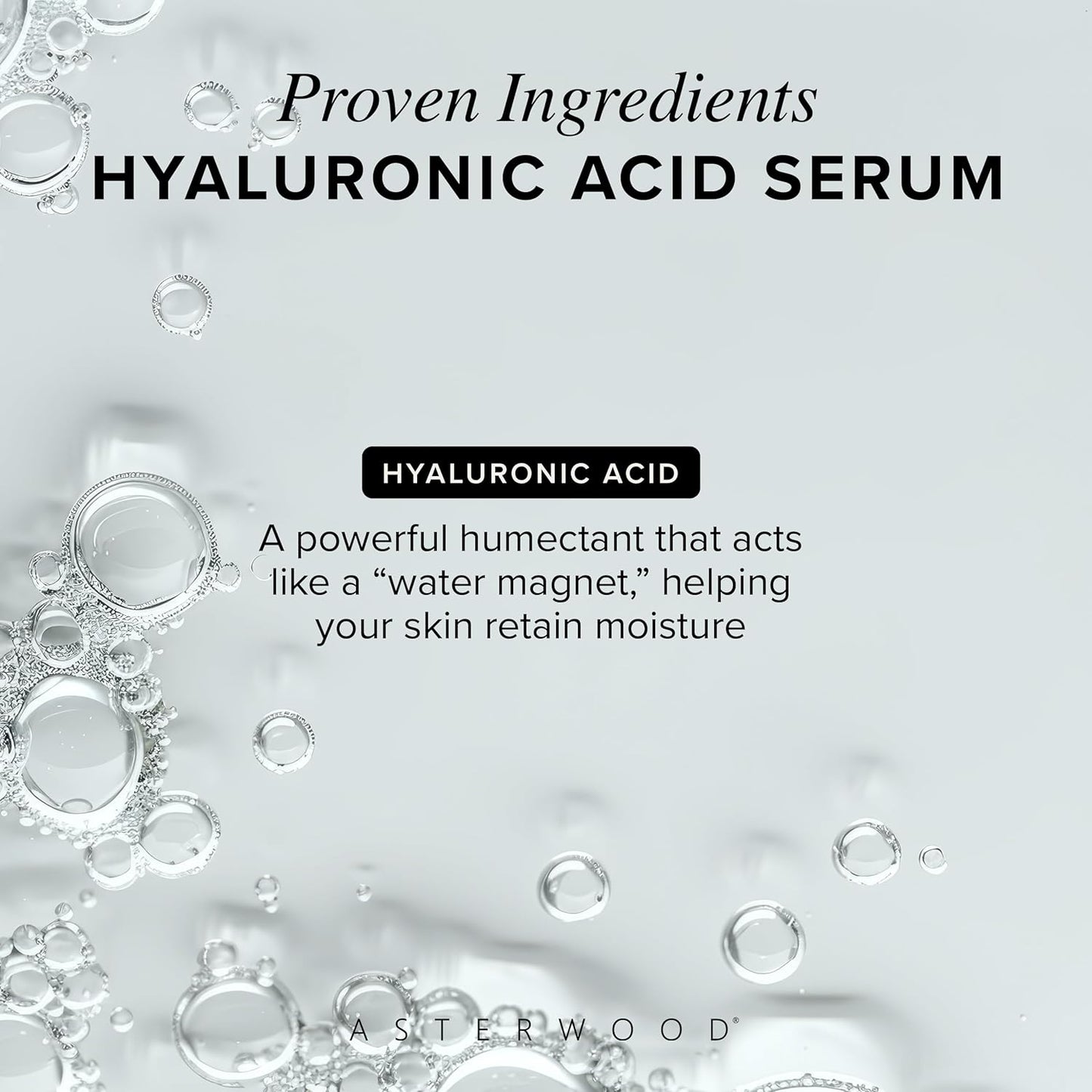 Asterwood Hyaluronic Acid Serum for Face - Plumping, Anti-Aging, Hydrating - Fragrance-Free - 2 Fl Oz
