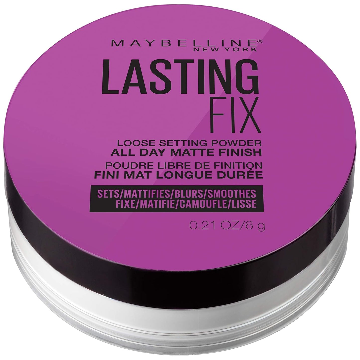 Maybelline Facestudio Lasting Fix Setting + Perfecting Loose Powder Makeup, All Day Matte Wear, Minimizes Shine, Sets Foundation Makeup, Translucent, 0.21 oz.