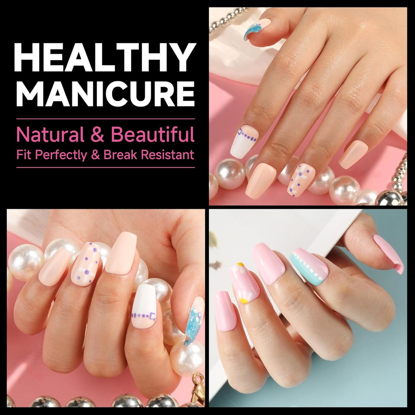 UNA GELLA Short Coffin Nail Tips, 312pcs Short Coffin Gel Nails Tips Pre-shape Half Matte Fake Nails 12 Sizes Full Cover Press on Nails for Acrylic Nail Extension DIY Salon at Home