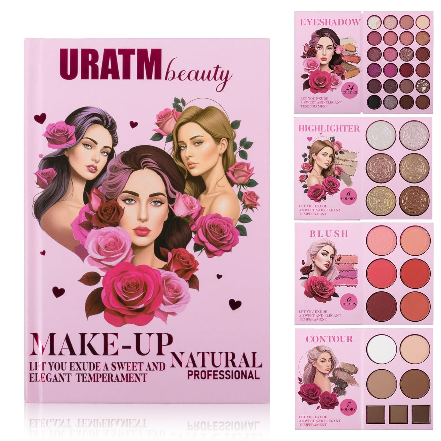 4-Layer Multi - Functional Beauty Book Kit- Style Makeup Palette Ingeniously Combines Eyeshadows, Blushes, Highlighters, Contour Powders In One,Best Choice for A Gift for Women (U103A)