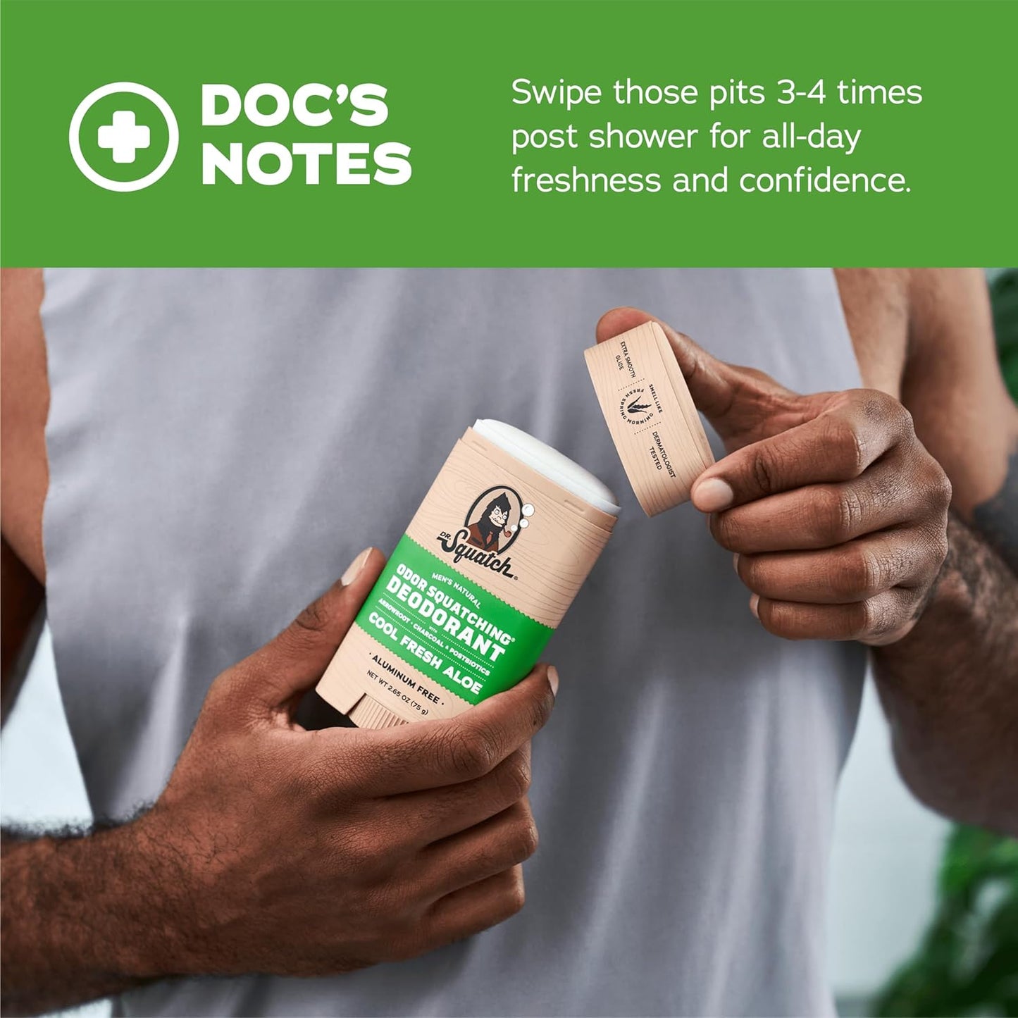 Dr. Squatch Natural Deodorant for Men - Odor-Squatching Aluminum Free - Cool Fresh Aloe (2.65 oz, 3-Pack)