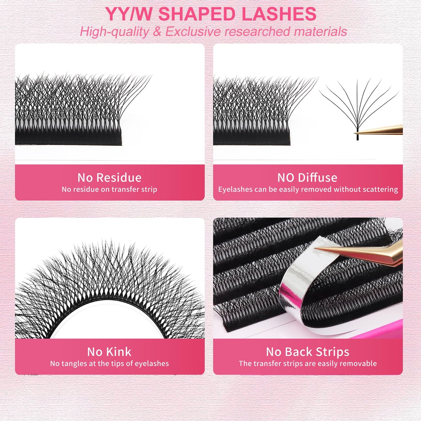 W Lash Extensions Supplies 8D Eyelash Extensions W Shape 0.07mm Thickness D Curl 15mm Premade Fans Easy Fan Lashes Volume Matte Black 12 Rows Crisscross Eye Lashes(W-8D-0.07-D,15mm)