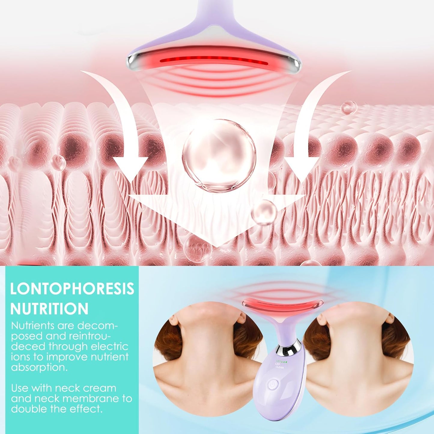 Facial Massager Red-Light-Therapy-for-Face and Neck, Face 𝖲 culpting Wand with 7 Color (Light Purple)