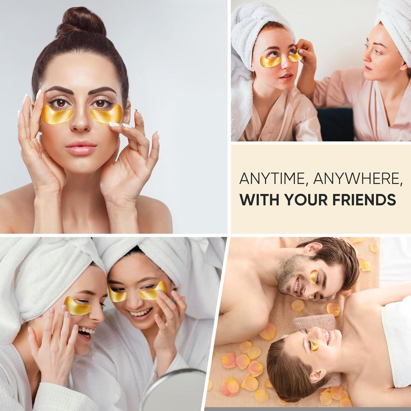 20Pcs/10Pairs Under Eye Patches Gold for Dark Circles, Puffy Eyes, and Wrinkles, 24K Gold Eye Mask for Face, Eye Cream for Men and Women