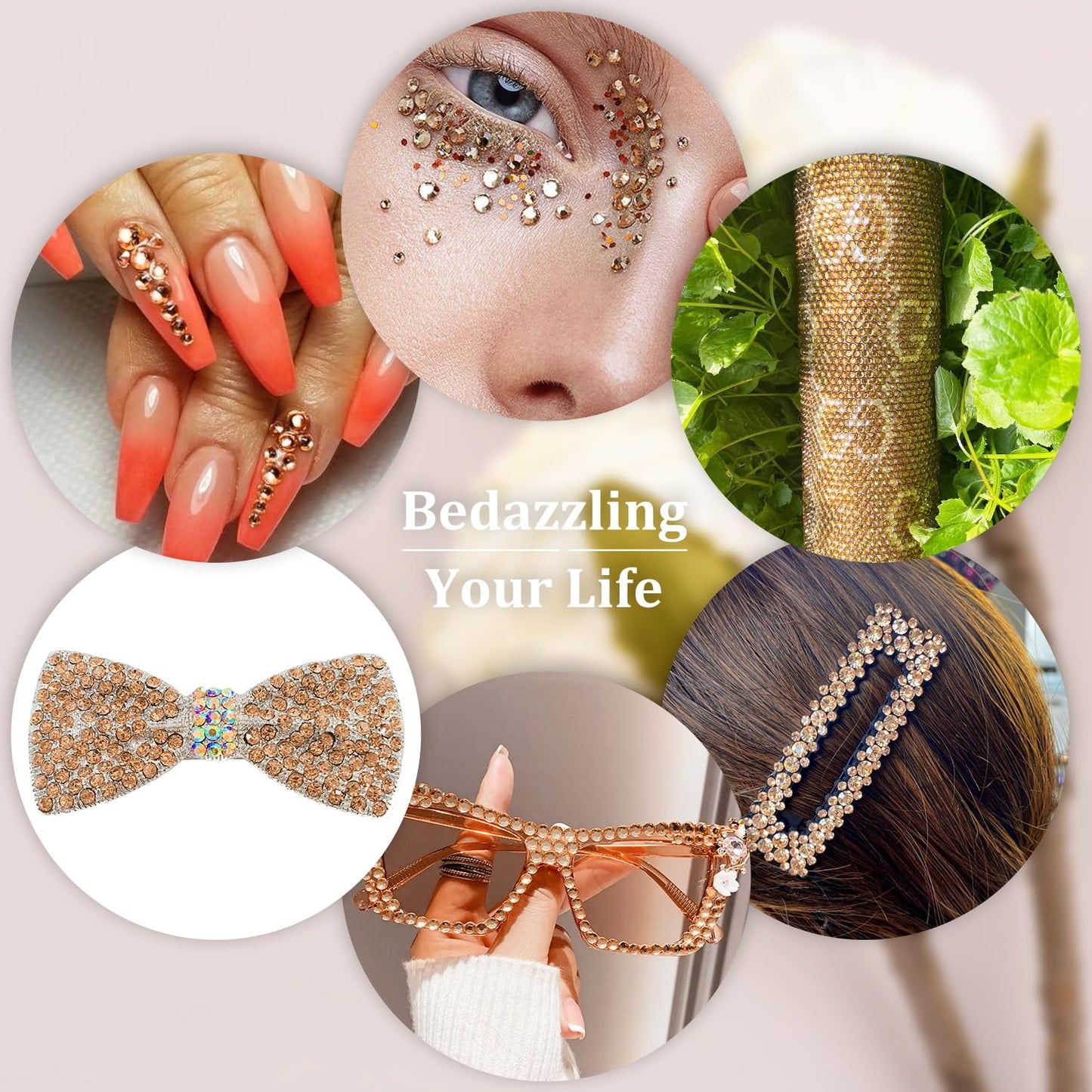 Resin Rhinestones for Crafting, 2 Boxeses Champagne Multi Sizes Flatback Bedazzling Crystals for Crafts Nail Art Deco, Non Hotfix Gems Charms for Tumbler Shoes Clothing Fabric Face Makeup