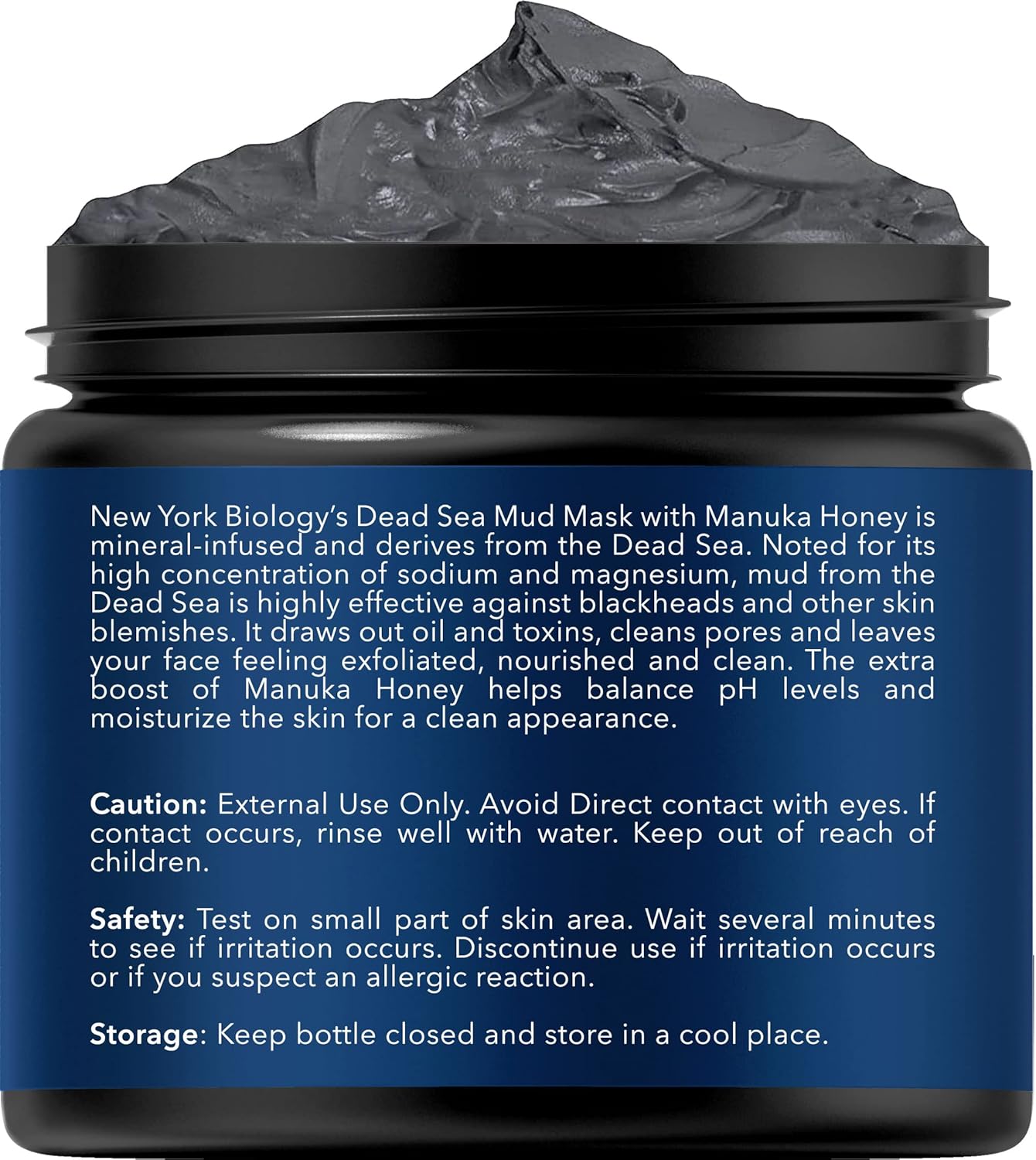 New York Biology Dead Sea Mud Mask for Face and Body | with Manuka Honey | Spa Quality Pore Refiner for Oily Skin | Natural Skincare for Women & Men | Tighten Skin for A Healthier Complexion | 4 oz