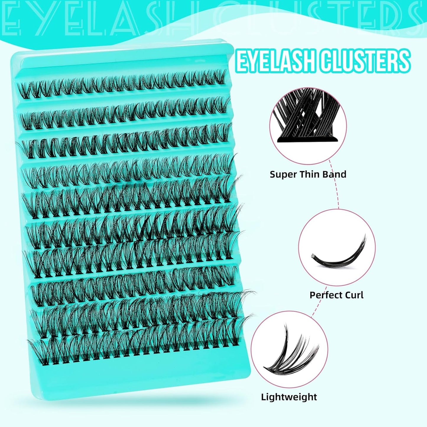 Lash Clusters 200pcs, Eyelash Extension Kit 40D D Curl Diy Cluster Eyelashes Extensions Lash Bond and Remover Waterproof Lash Applicator Tools for 8-18mm Mix Lashes Beginner Self Use