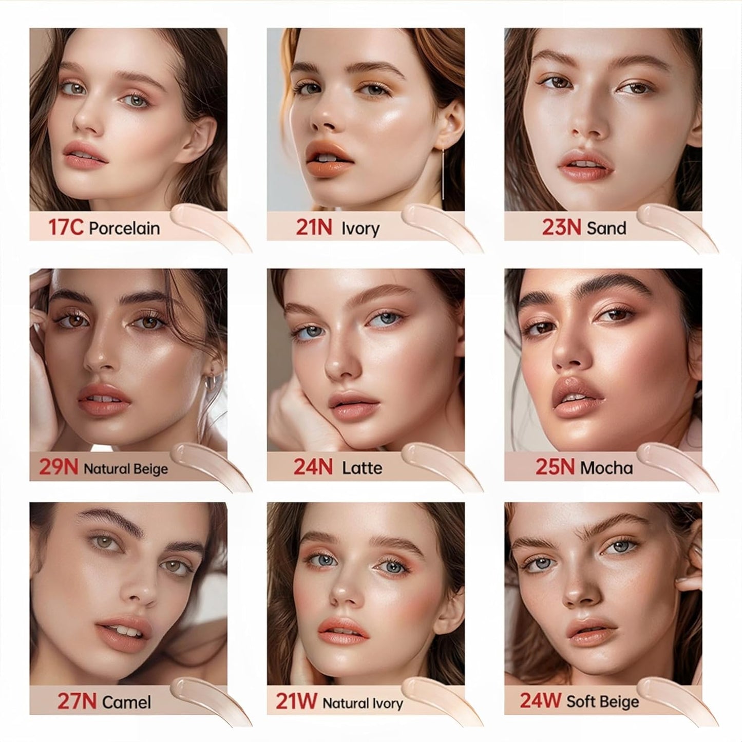 MAEPEOR Cushion Foundation 9 Colors Full Coverage Weightless Satin Glow Foundation Hydrating Long-Lasting Cushion BB Cream (Color 09)