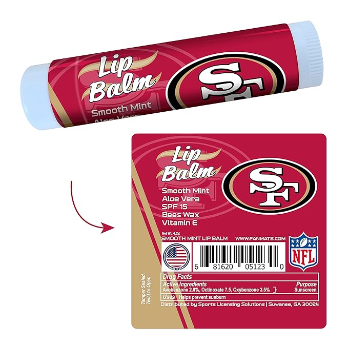 FANMATS 34738 San Francisco 49ers Smooth Mint SPF 15 Lip Balm