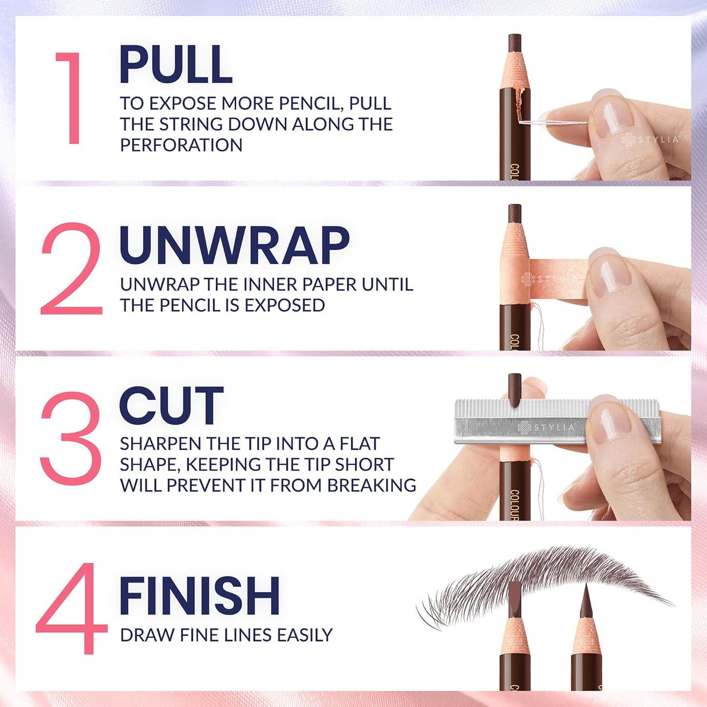 Stylia Waterproof Eyebrow Pencils For Women – Long-Lasting Microblading Supplies Brow Pencil, Perfect for Eyebrow Shaper, Filling & Defining Natural-Looking Brow - (12PC Dark Brown)