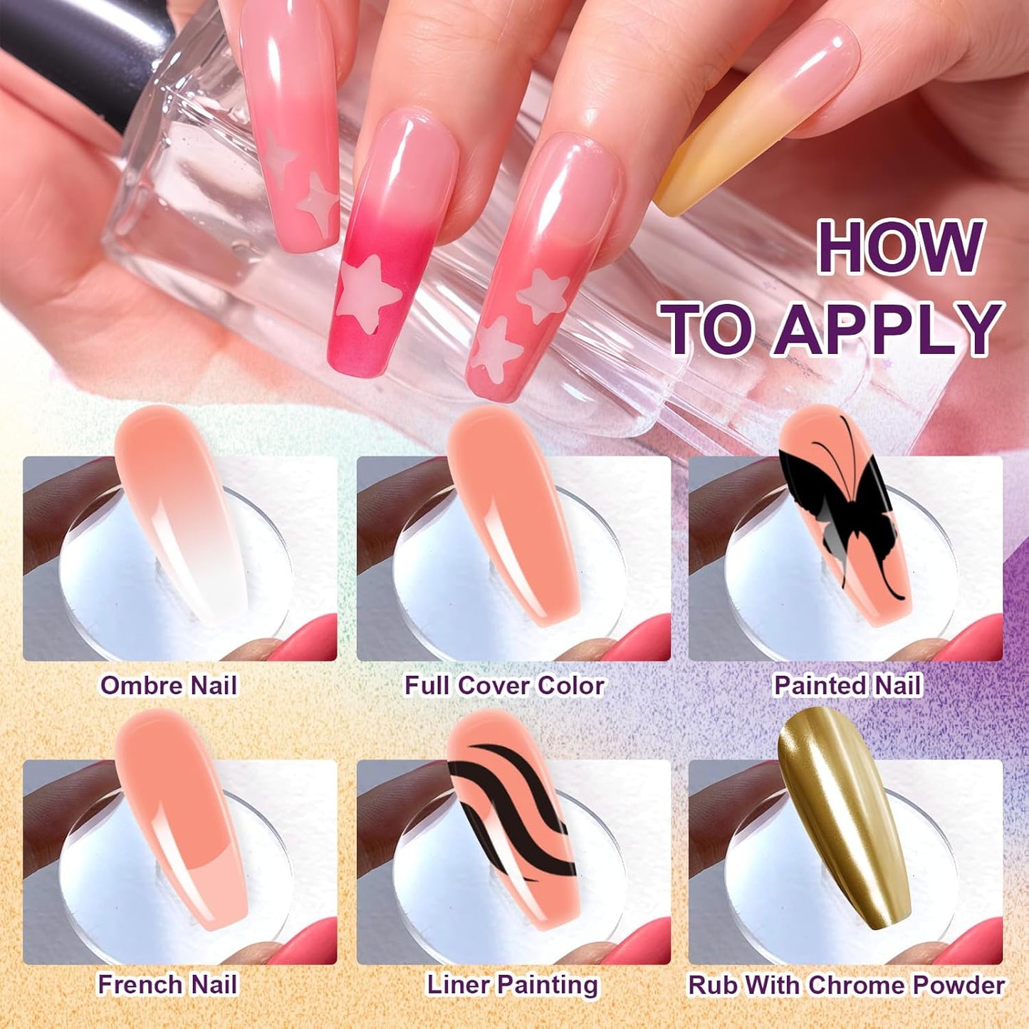 Gradient Painting Gel, 9 Colors Ombre Gel Nail Polish Nude Pink Almond Black&White for Pigment Pat Nails Nude Pink Almond Aura Nails, French Manicure DIY Nail Art Nude Rose Chroma