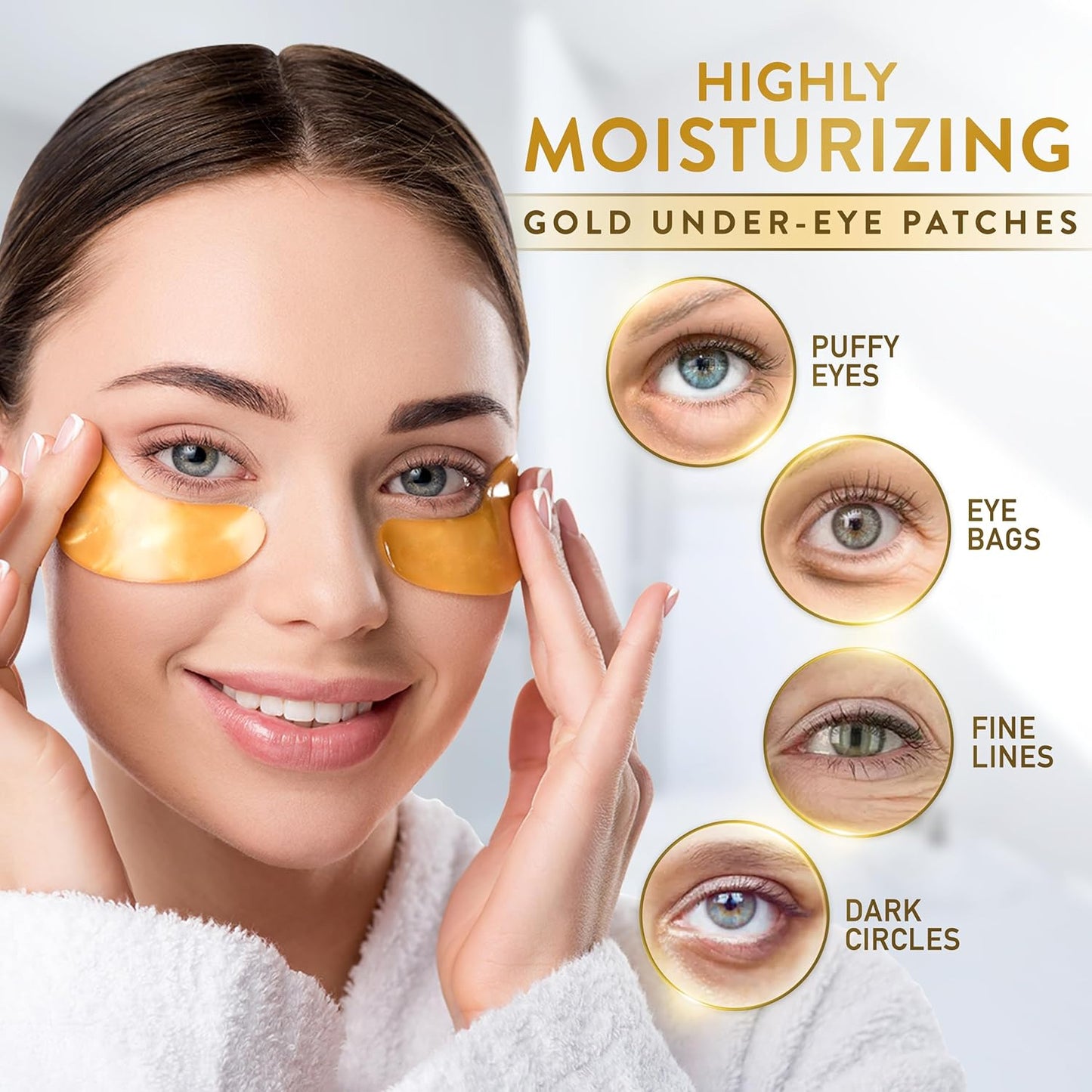 PatchRx 24K Gold Under Eye Patches for Puffy Eyes and Dark Circles with Pure Collagen, Eye Gel Pad Masks for Reducing Eye Bags, Puffy Dark Circles, Wrinkles, and Fine Lines- 36 Pairs