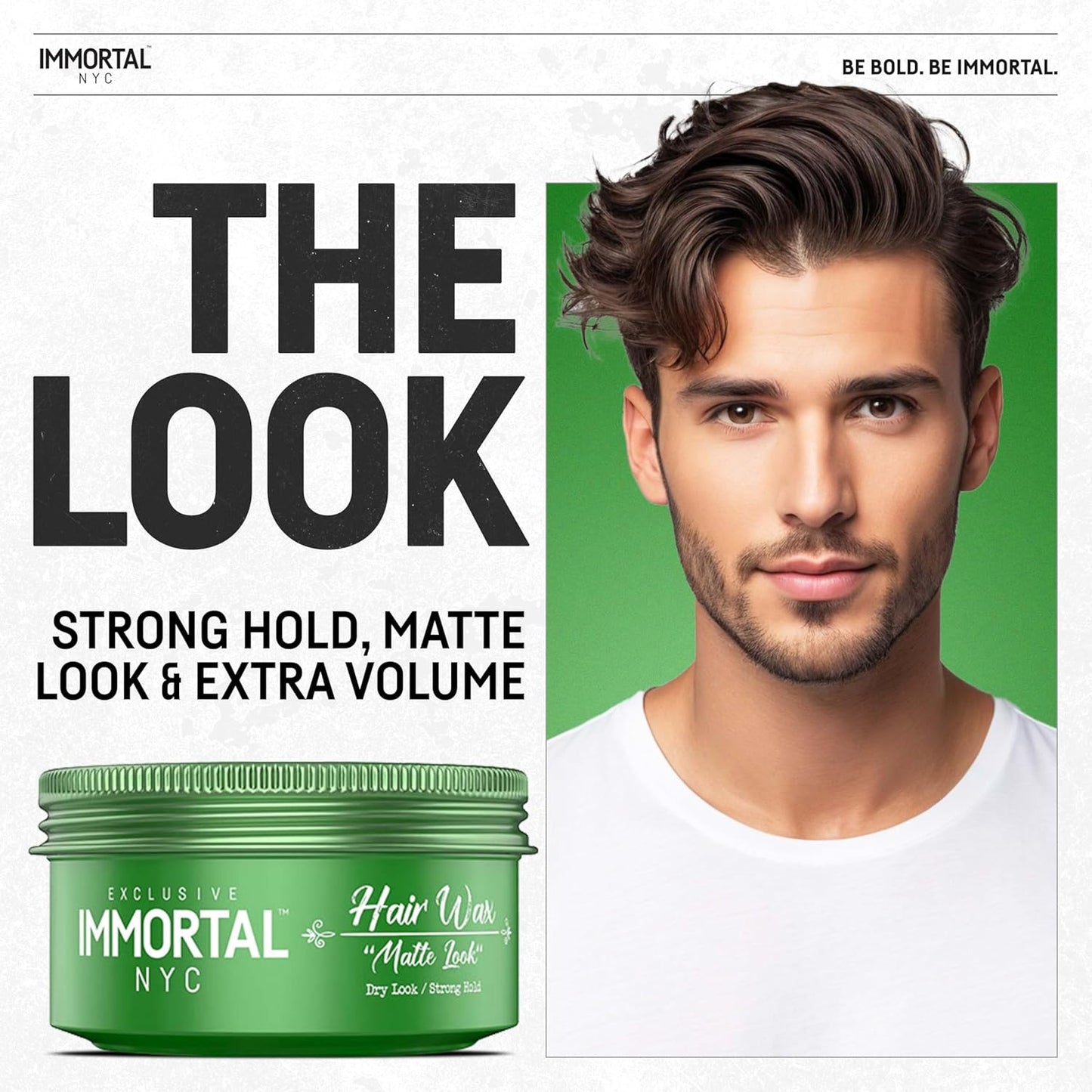Immortal NYC Matte Look Hair Wax, 1, Provides strong hold, matte finish, natural look, extra volume, all-day control, and washes out easily.